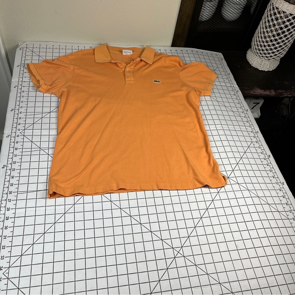 La Coste Mens Orange Polo Short Sleeve Sz 7 Slim Fit Embroidered Alligator Logo - Picture 5 of 6